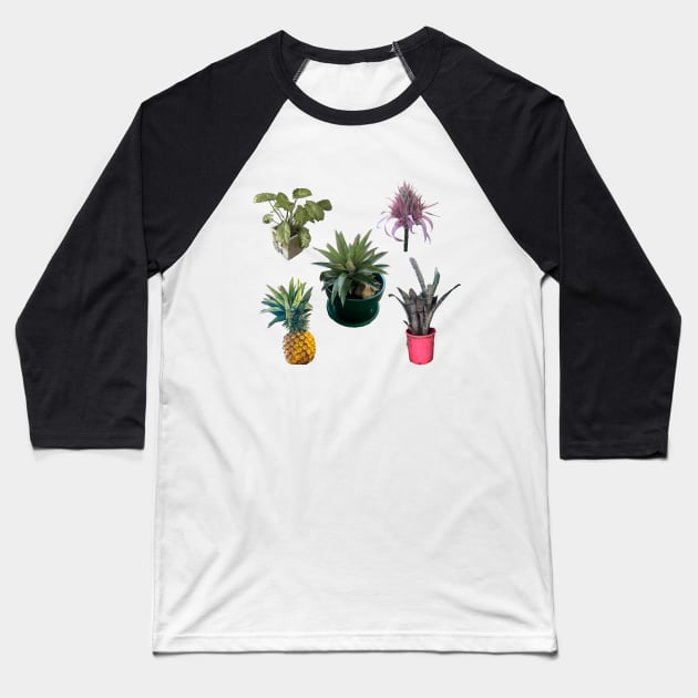 Assorted house plants and pineapple photo design Baseball T-Shirt by Earthy Planty